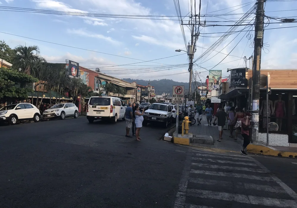 Green hills and rural town roads in the Nicoya Peninsula of Costa Rica